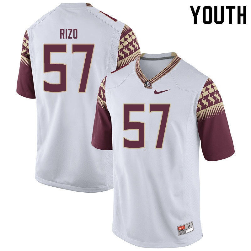 Youth #57 Axel Rizo Florida State Seminoles College Football Jerseys Sale-White - Click Image to Close
